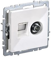 Розетка RJ45+TV Оконечная без рамки IEK Brite РТВ/РК12-БрБ 2-м. белый картинка